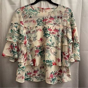 Rachel Rachel Roy Floral Tiered Blouse Size 6